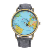 Bronze World Map Flight Airplane Watch - travelwithessou