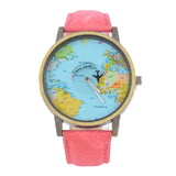 Bronze World Map Flight Airplane Watch - travelwithessou