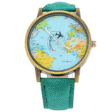 Bronze World Map Flight Airplane Watch - travelwithessou