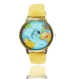 Bronze World Map Flight Airplane Watch - travelwithessou