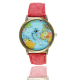 Bronze World Map Flight Airplane Watch - travelwithessou