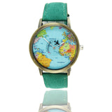 Bronze World Map Flight Airplane Watch - travelwithessou