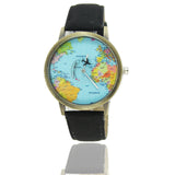 Bronze World Map Flight Airplane Watch - travelwithessou