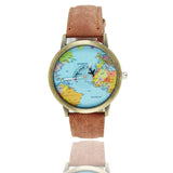 Bronze World Map Flight Airplane Watch - travelwithessou