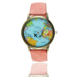 Bronze World Map Flight Airplane Watch - travelwithessou